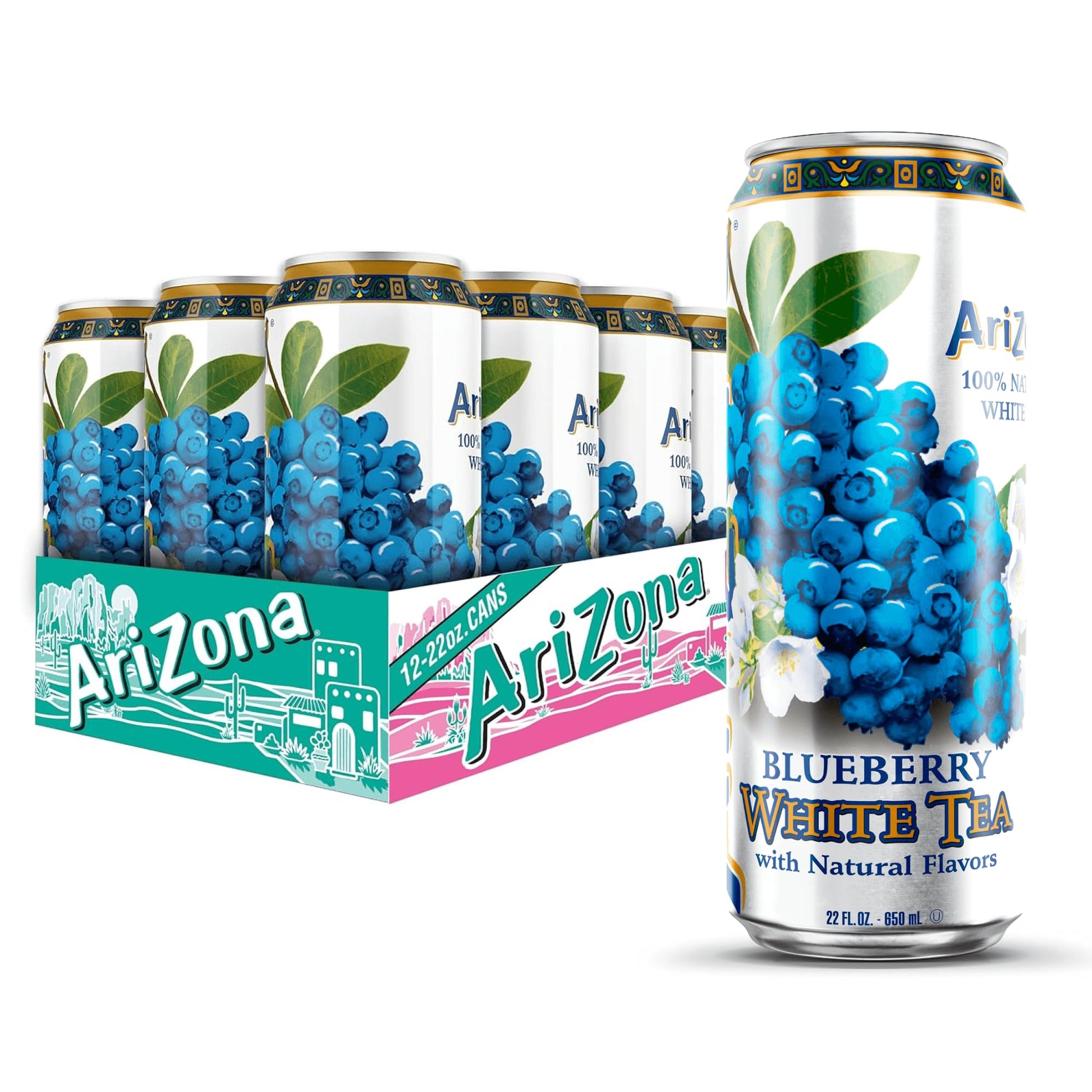 AriZona Blueberry White Tea Big Can 22oz, 12-pack