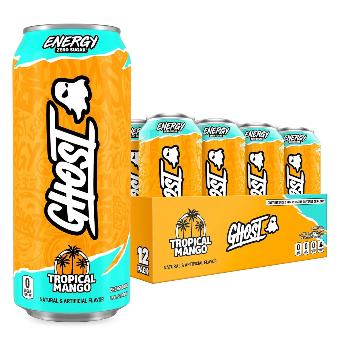 GHOST Energy Drink Tropical Mango 12-Pack 16oz cans