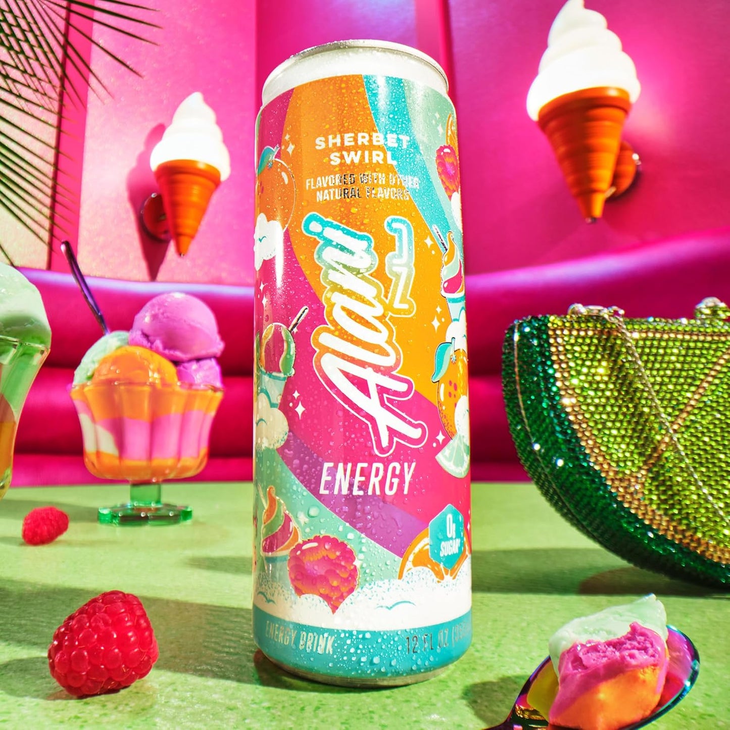 Alani Nu SHERBET SWIRL 24 Pack Sugar Free, Low Calorie Energy Drinks, 12 Fl Oz Cans