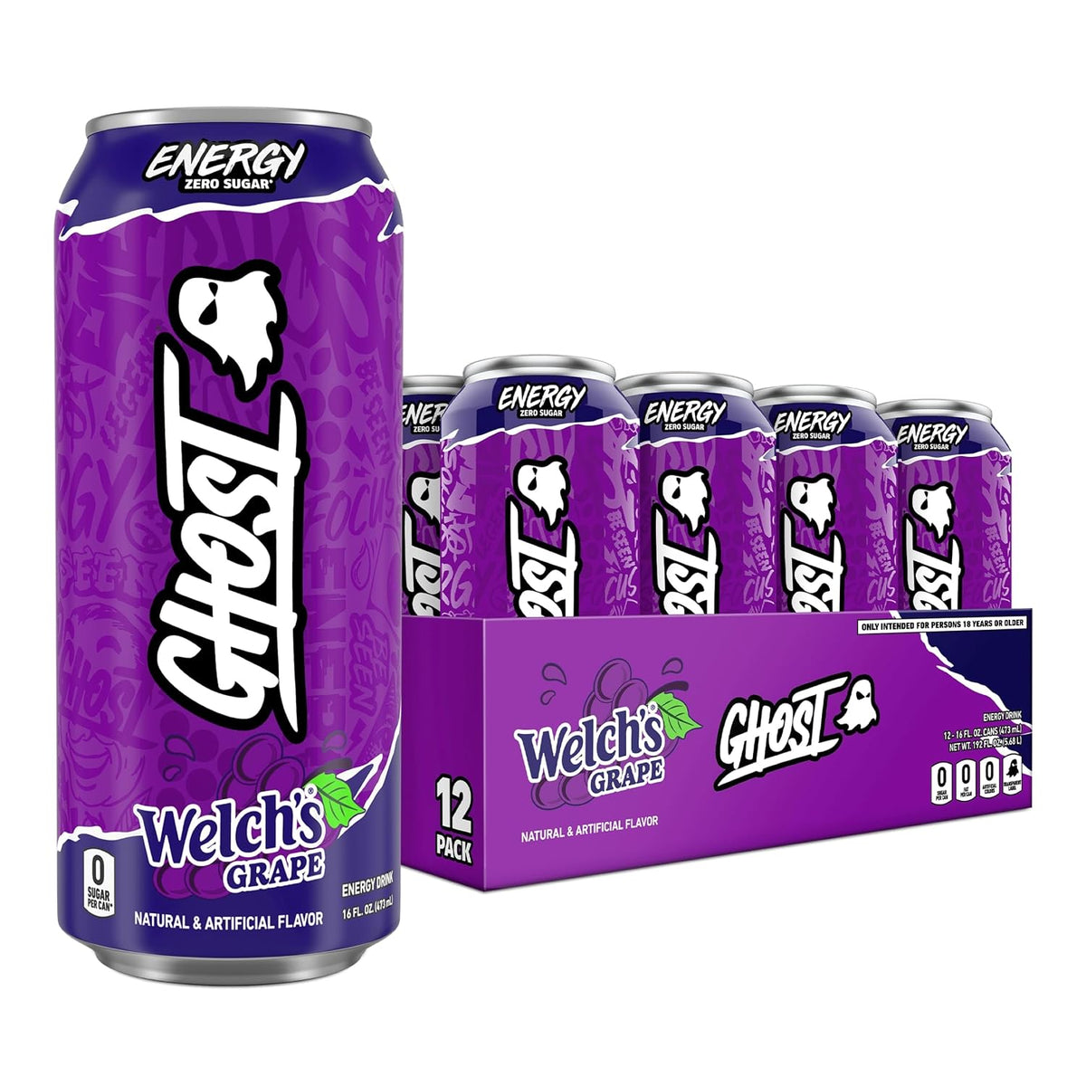 GHOST Energy Drink Welch's Grape 12-Pack 16oz cans