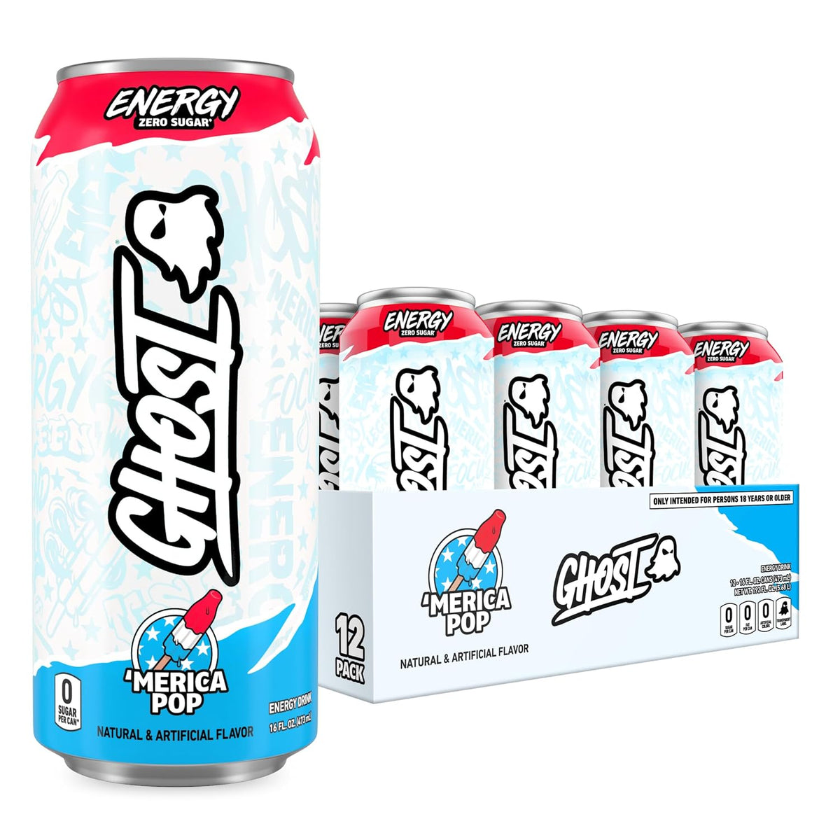 GHOST Energy Drink 'Merica Pop 12-Pack 16oz cans