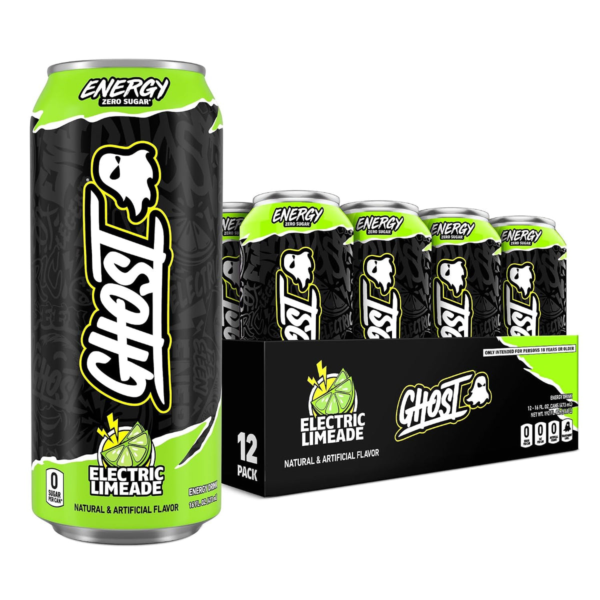 GHOST Energy Drink Electric Limeade 12-Pack 16oz cans