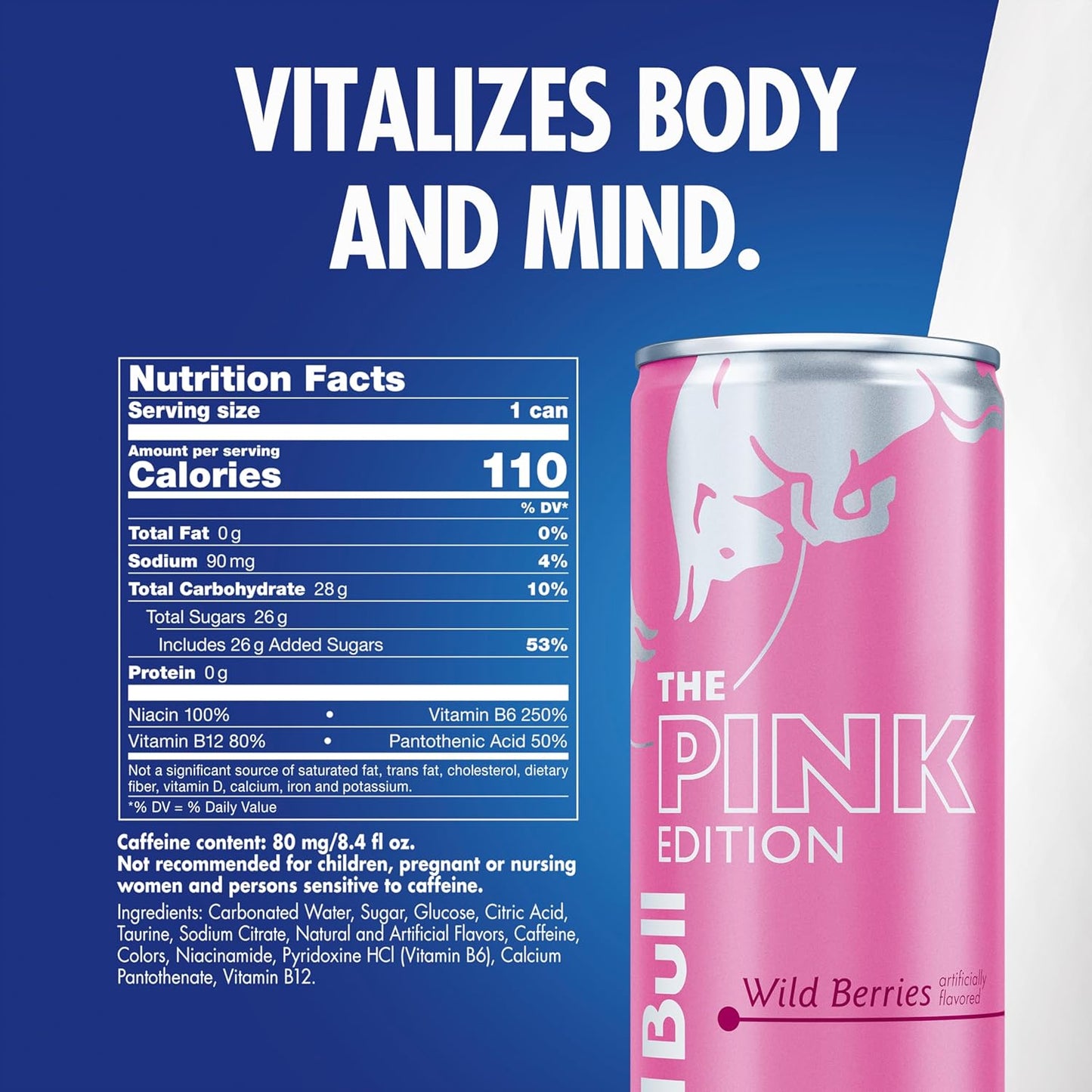 Red Bull Pink Edition Energy Drink, Wild Berries, 8.4 fl. oz., Case of 24 cans