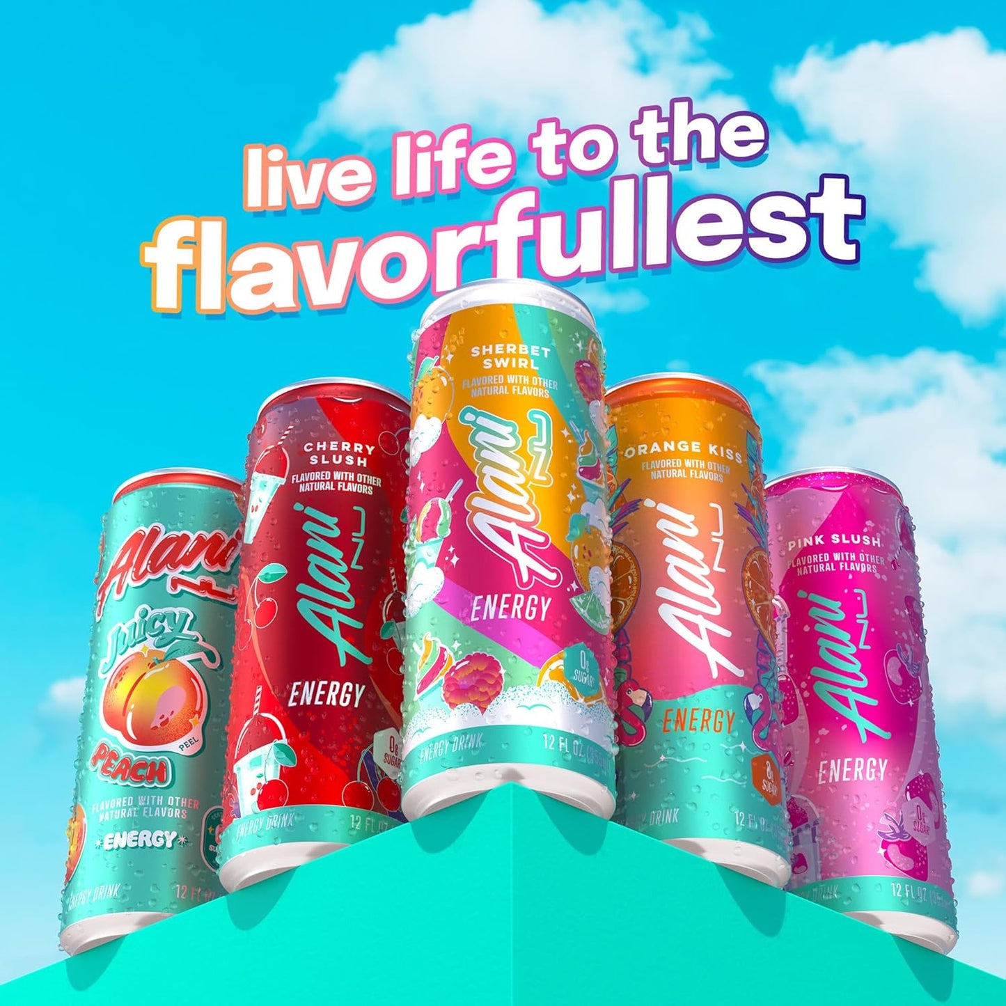 Alani Nu SHERBET SWIRL 24 Pack Sugar Free, Low Calorie Energy Drinks, 12 Fl Oz Cans