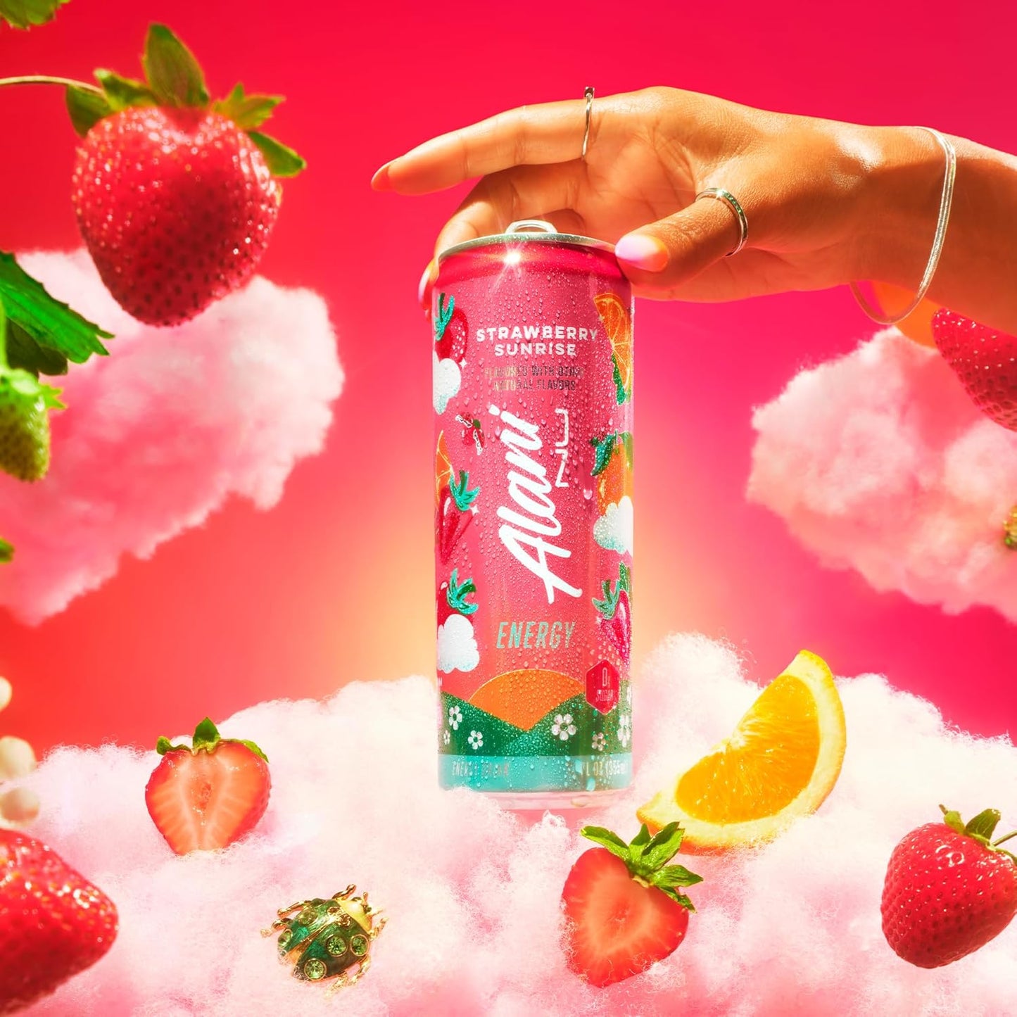 Alani Nu STRAWBERRY SUNRISE Sugar Free, Low Calorie Energy Drinks, 12 Fl Oz Can, 12 Pack