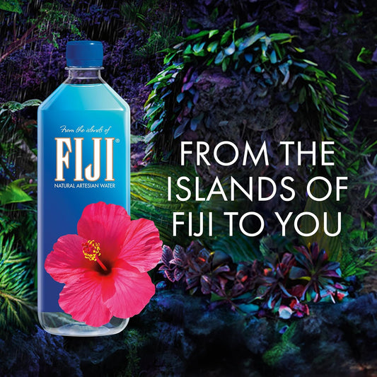 FIJI Natural Artesian Bottled Water 1 Liter / 33.8 Fl Ounce (Pack of 12) - 100% Natural Electrolytes