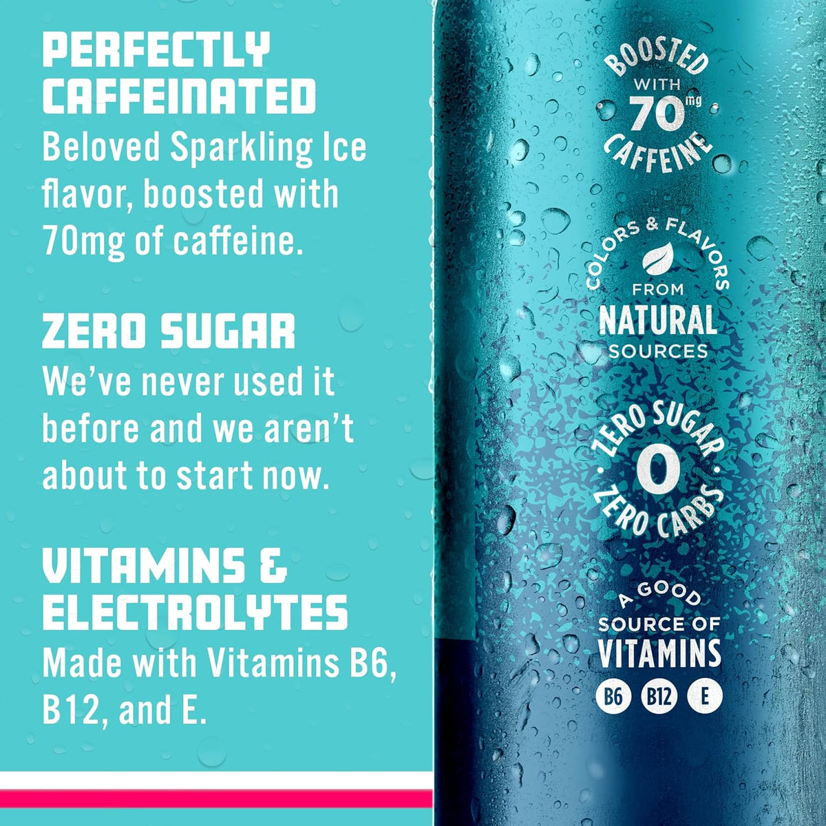 Caffeine Blue Raspberry Sparkling Ice Caffeine Blue Raspberry Sparkling Water with Caffeine, Z ...