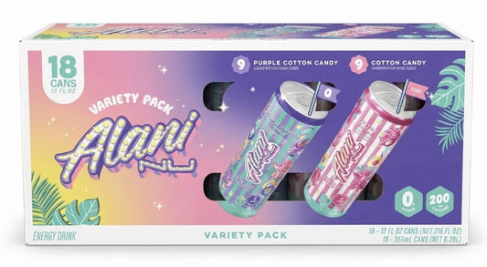 Alani Nu Energy Drink, Cotton Candy Variety Pack, 12 fl oz, 18 ct