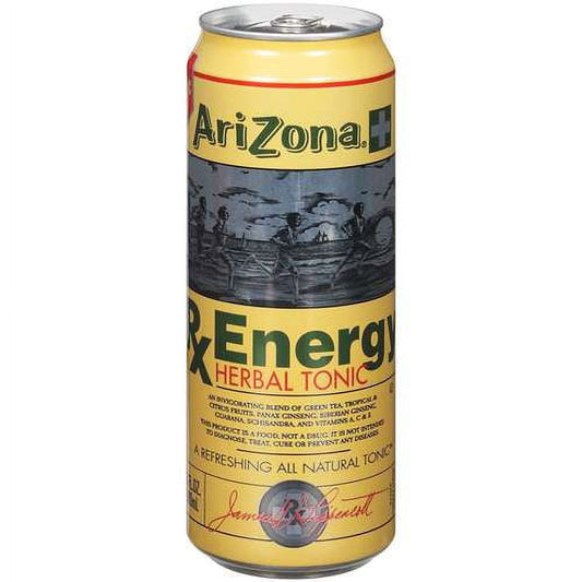AriZona Rx Energy Herbal Tonic with Green Tea and Citrus, Big Can 22oz, 12-pack