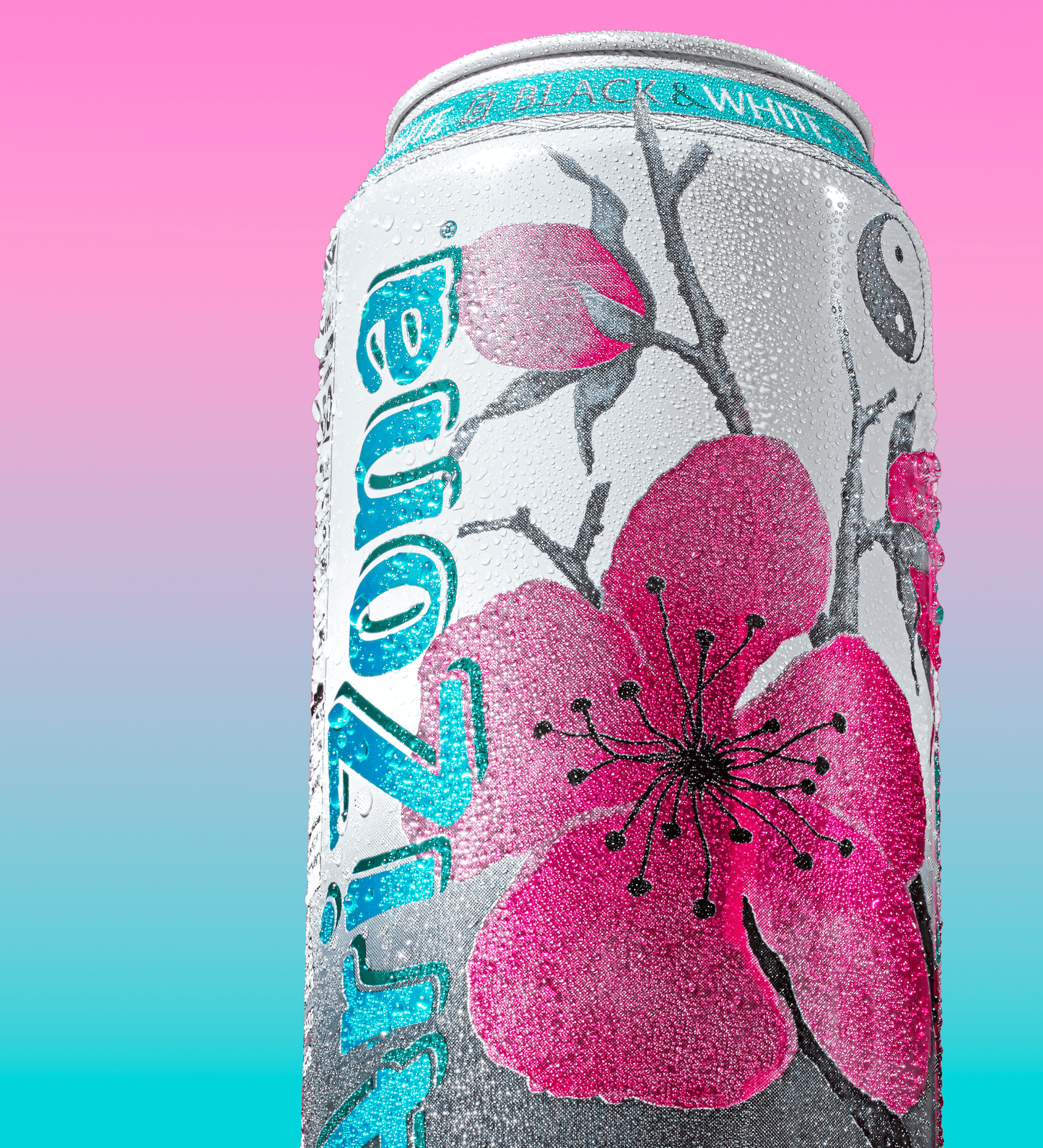 AriZona Black and White Tea can lifestyle shot showing real brewed tea