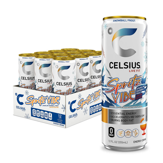 CELSIUS Spritz Vibe Summer Edition 12-pack, 12oz cans, limoncello flavor