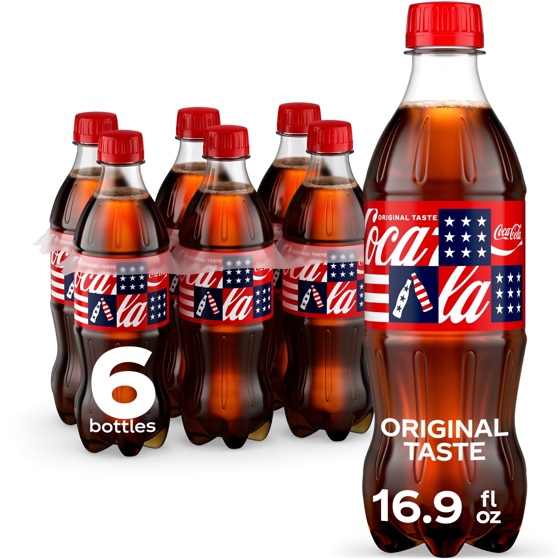 Coca-Cola Soda Pop Bottles 6-pack, 16.9oz bottles