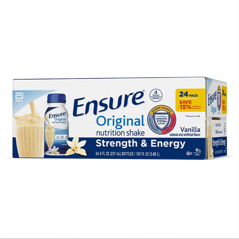 Ensure Original Shake, Vanilla Protein Shake, Nutritional Supplement, High Protein Shake, Ready to Drink Nutrition, Therapeutic Nutrition, Weight Gain Supplement, Protein Drink for Adults, Omega-3 Nutrition Shake, Gluten Free Shake, Lactose Free Protein Shake, Kosher Nutrition Drink, Halal Protein Shake, Senior Nutrition, Post Surgery Recovery Shake, 8oz Nutrition Shake, Ensure 24 Pack, Balanced Nutrition Shake, Meal Replacement Shake
