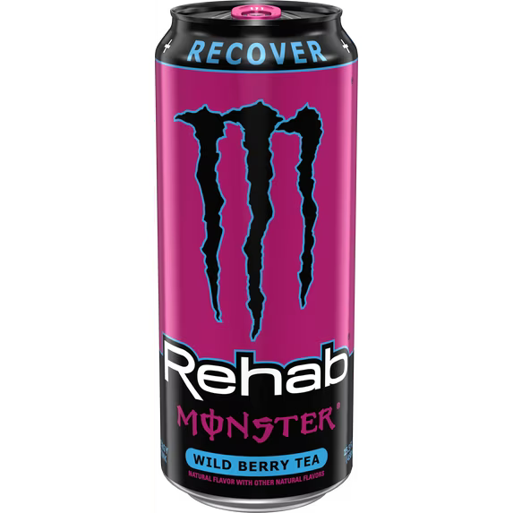 Monster Rehab Wild Berry Tea, 16 Oz Cans - Pack of 24