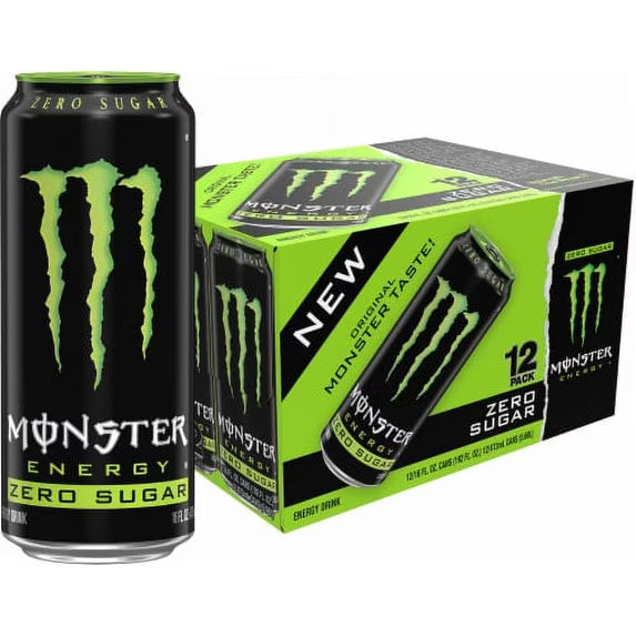 Monster Zero Sugar Energy Drink 16 oz Cans 12 pack