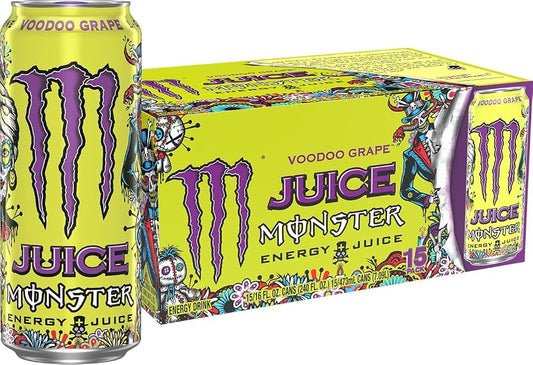 Monster Energy Voodoo Grape, Energy + Juice, Energy Drink, Can, 16 Ounce (Pack of 15)