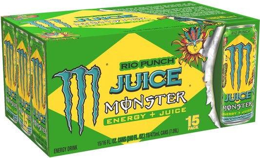 Monster Energy Juice Rio Punch, Energy Drink, 16 Ounce | Energy + Juice, Pack of 15