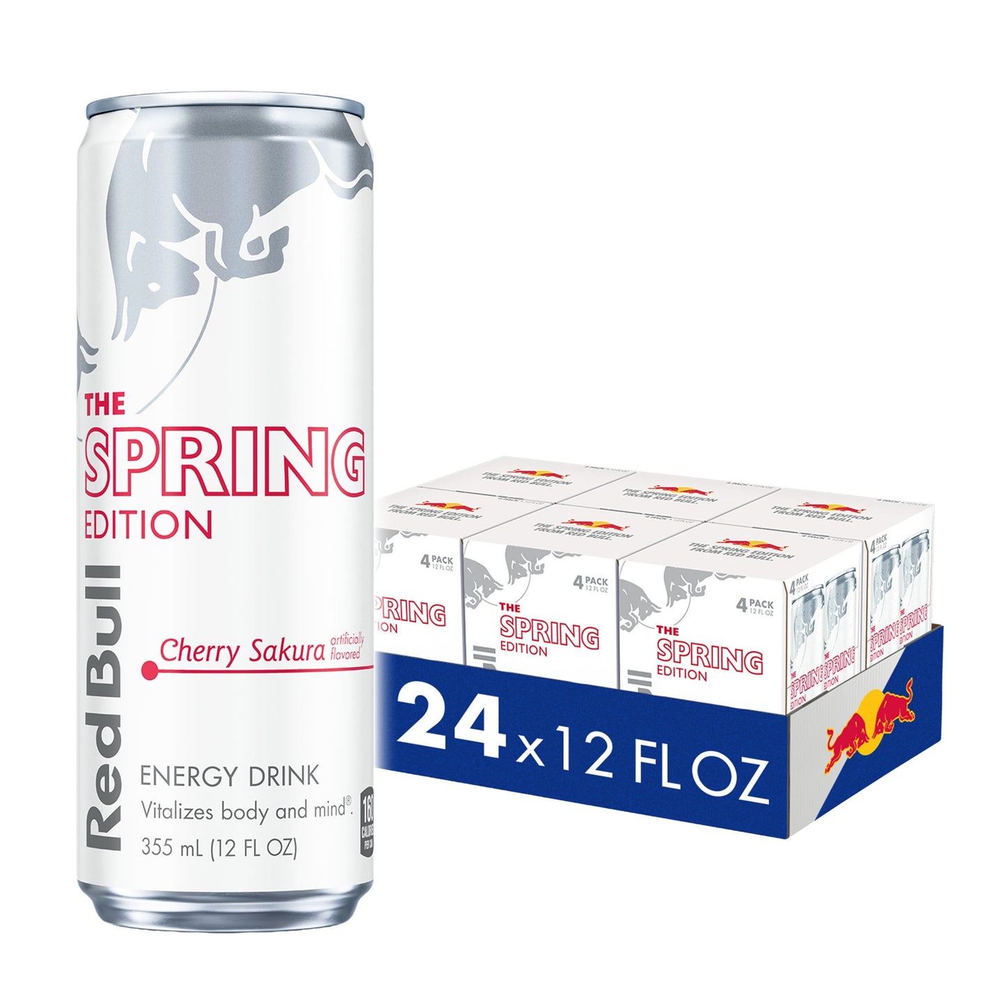 Red Bull Spring Edition Cherry Sakura 24-pack, 12oz cans, 6 packs of 4