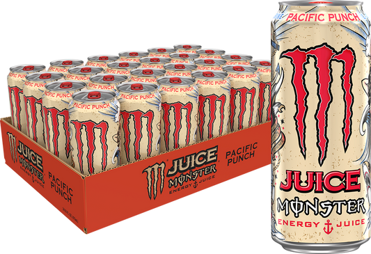 Juice Monster Pacific Punch, Energy + Juice, Energy Drink, 16 Ounce (Pack of 24)
