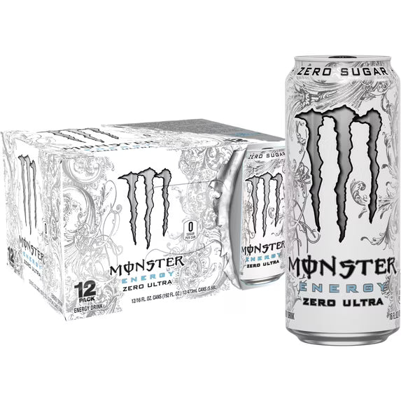 Monster Energy, Zero Ultra, Sugar Free Energy Drink, 12 Pack - 16 Fl Oz