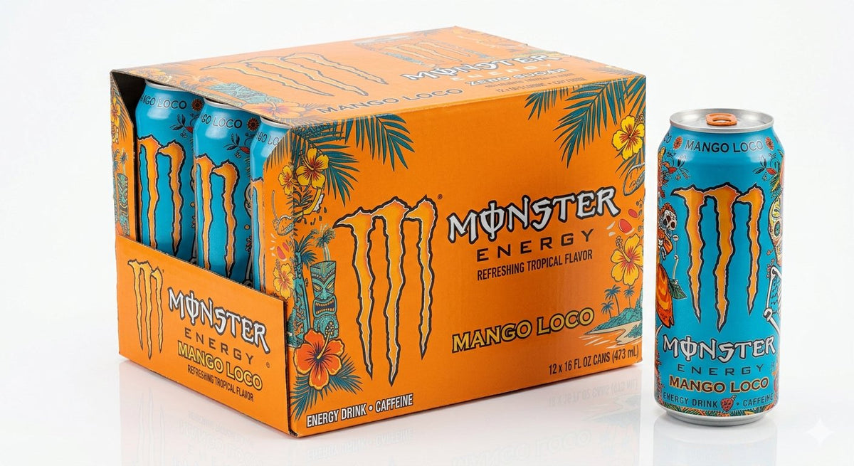 Monster Energy Juice, Mango Loco, Juice + Energy Drink, 16 Fl Oz 12 Pack