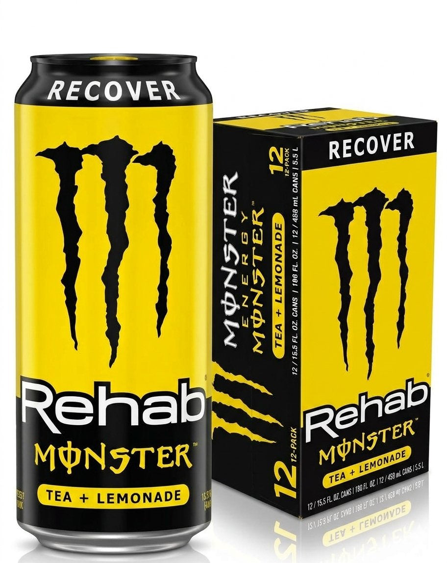Monster Energy, Rehab Lemonade, Rehab Tea + Lemonade, 15.5 oz, 12 Pack