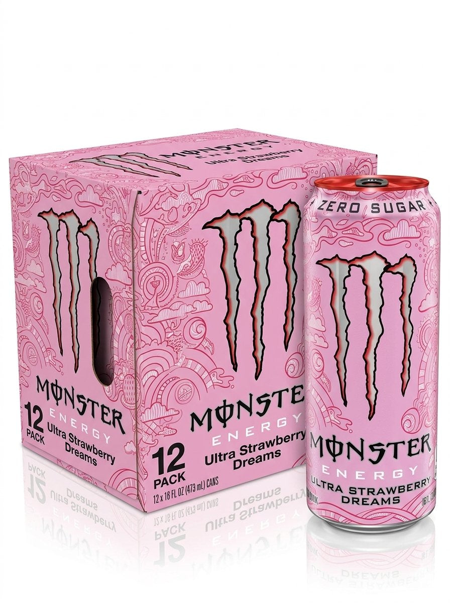 Monster Energy Ultra Strawberry Dreams Sugar Free Energy Drink 16 fl oz 12 pack