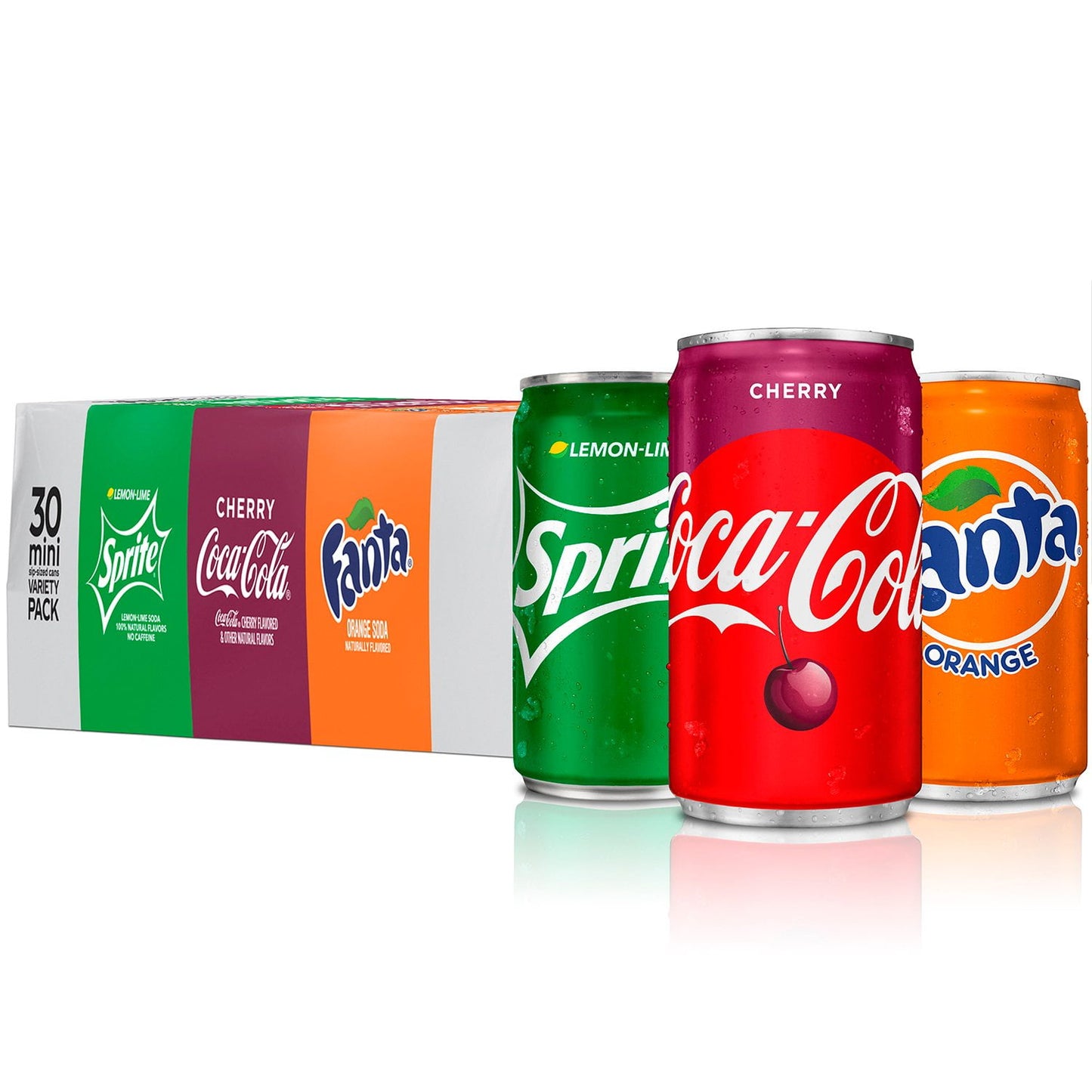 Coca-Cola Flavors Mini Cans Variety Pack, 30 cans, Cherry Coke Fanta Orange Sprite