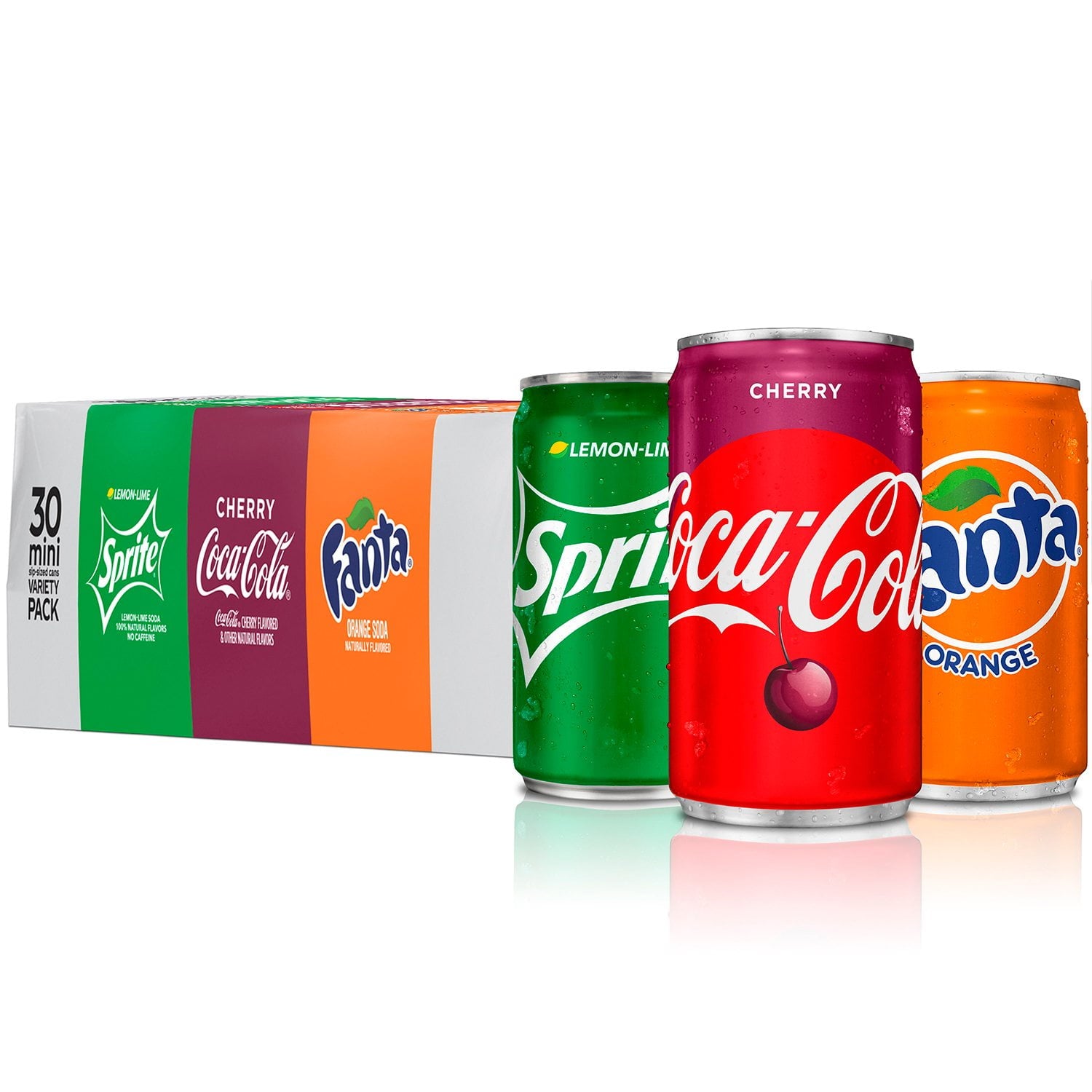 Coca-Cola Flavors Mini Cans Variety Pack, 30 cans, Cherry Coke Fanta Orange Sprite