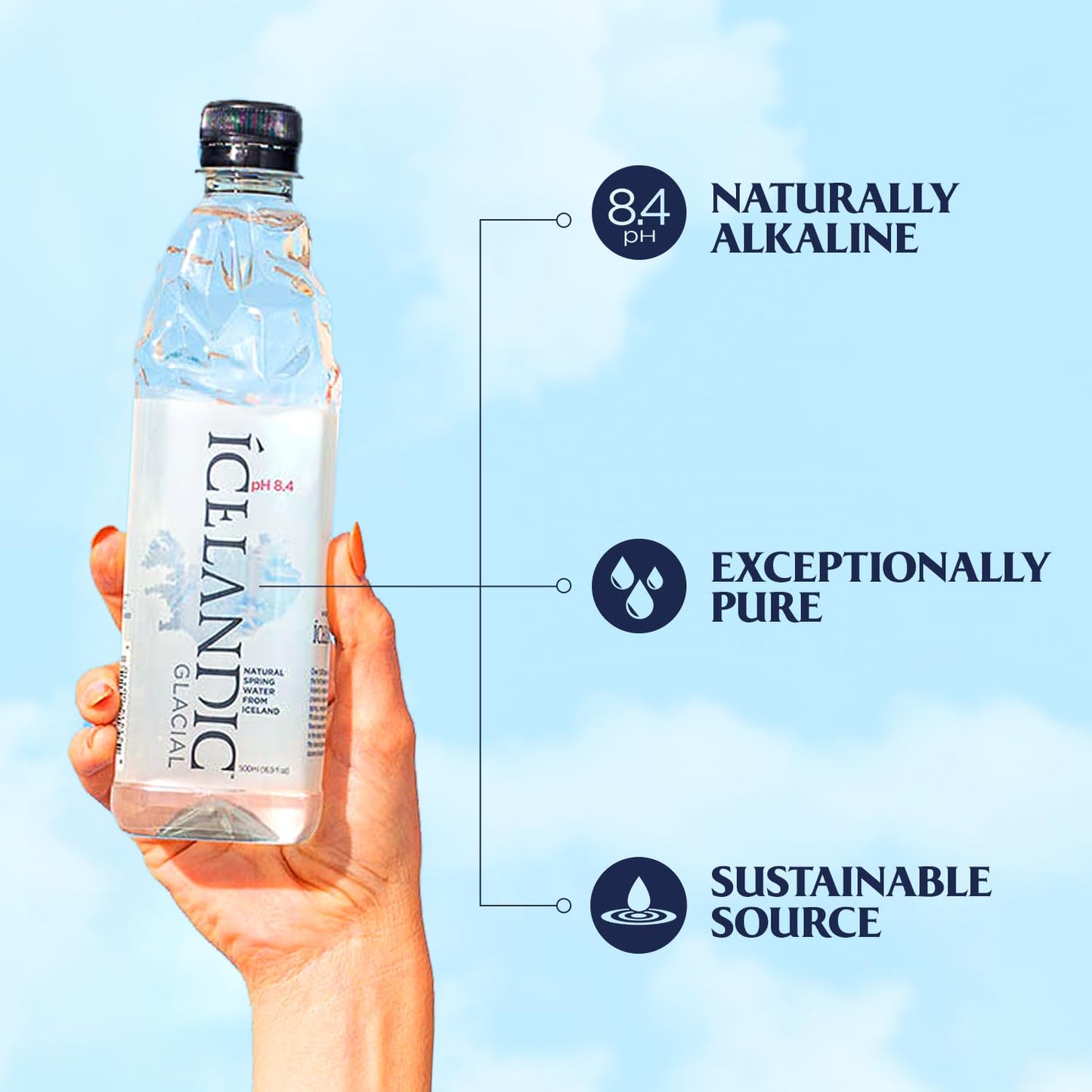 Icelandic Glacial Natural Spring Water | 330ml (11.1 Fl Oz) - Pack of 24