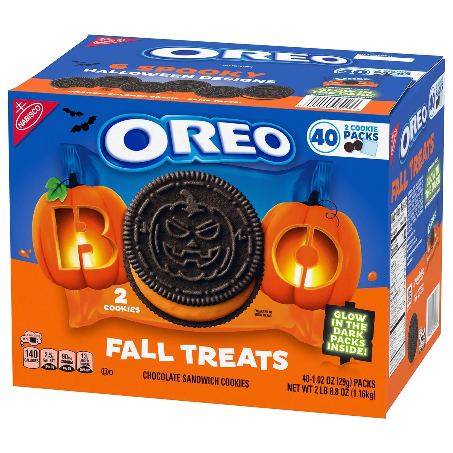OREO Fall Treats Orange Creme Cookies - 40 Pack Individually Wrapped