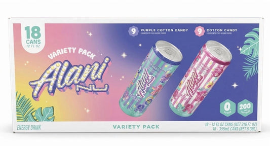 Alani Nu Energy Drink, Cotton Candy Variety Pack, 12 fl oz, 18 ct